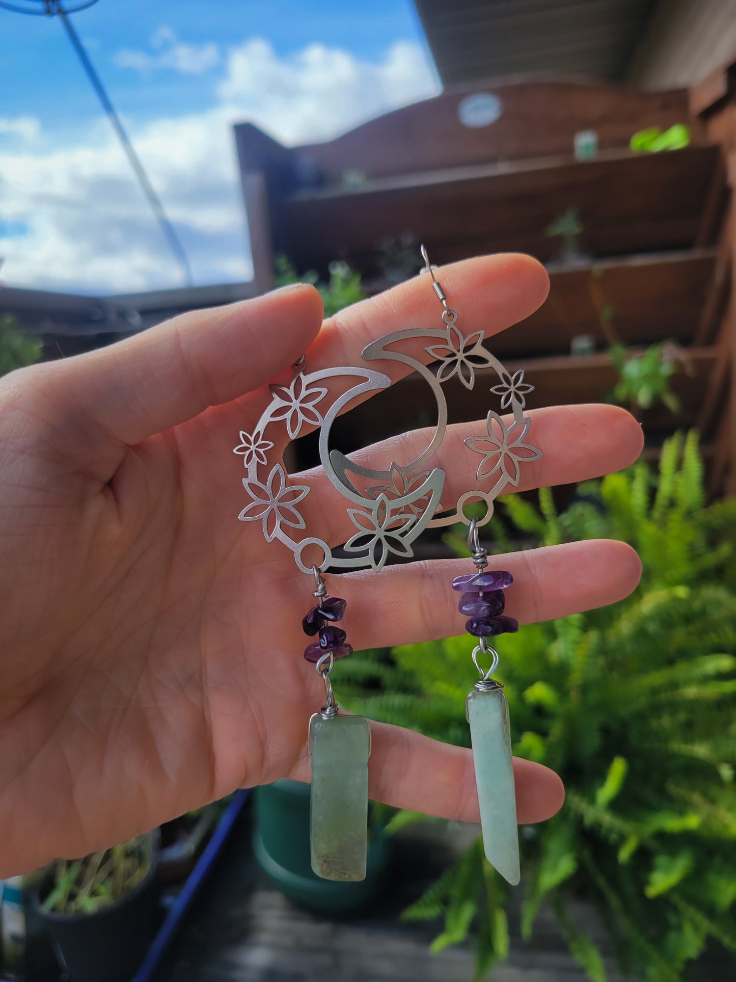 Amethyst Moon Earrings