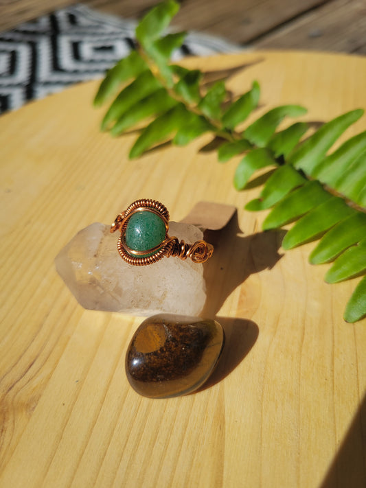 Green Aventurine Ring Size 9