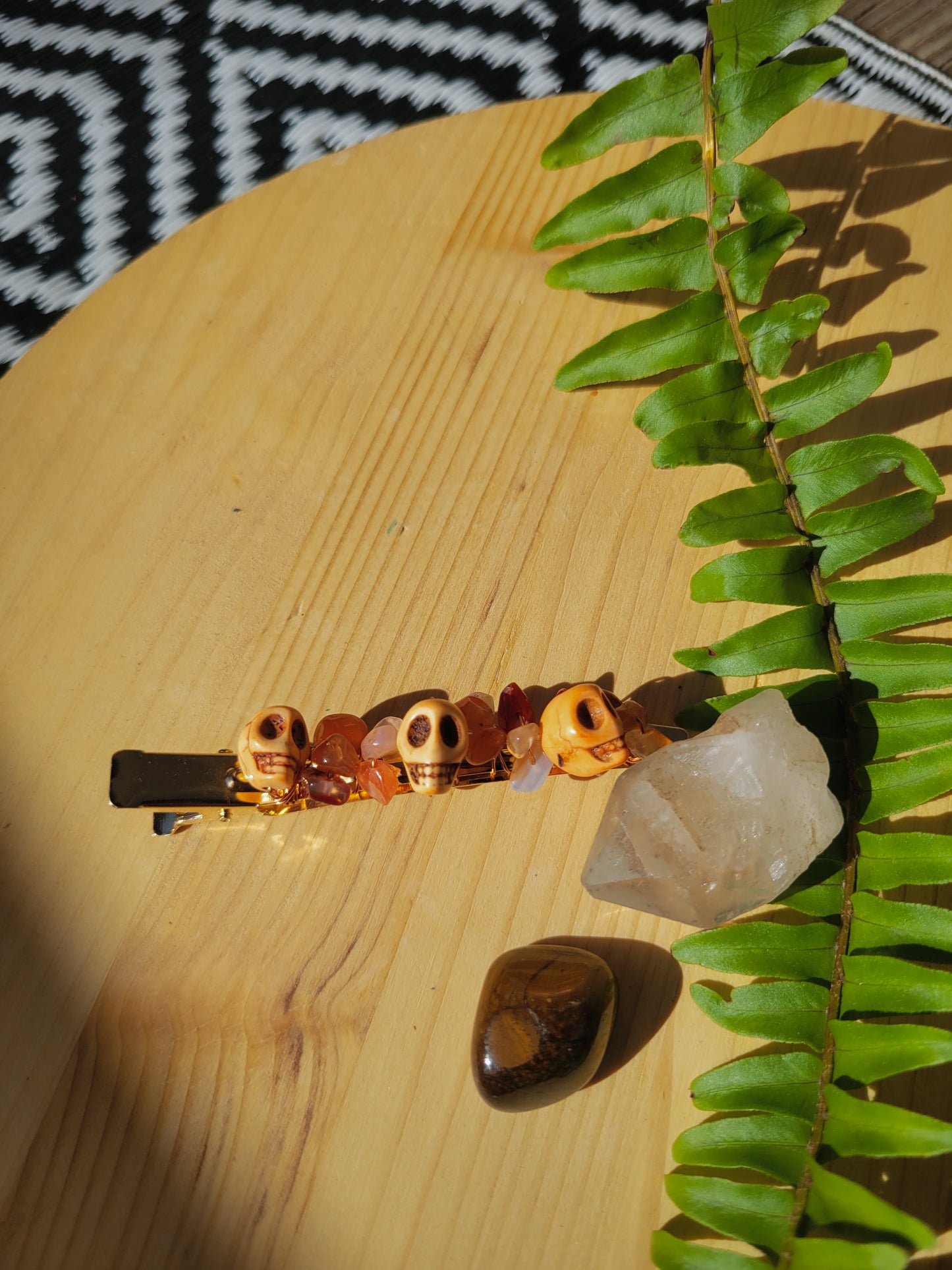 Orange Skull Hair Clip