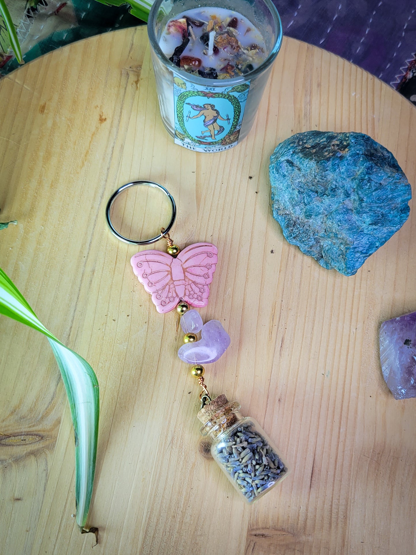 Lavender Charm Crystal Keychain