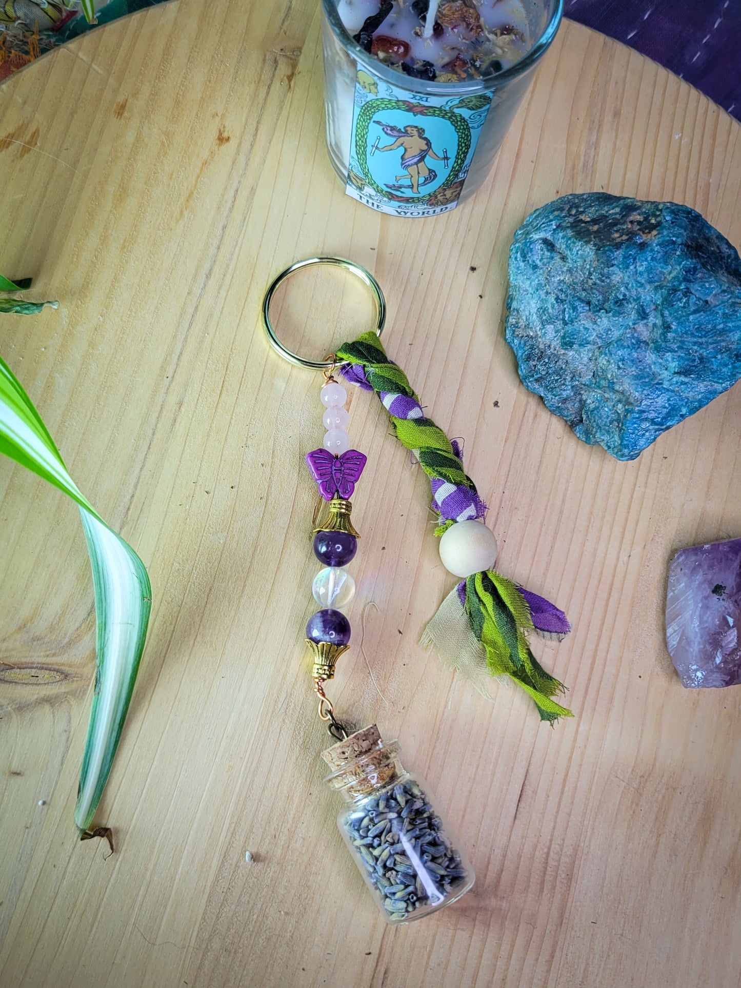 Lavender Charm Crystal Keychain