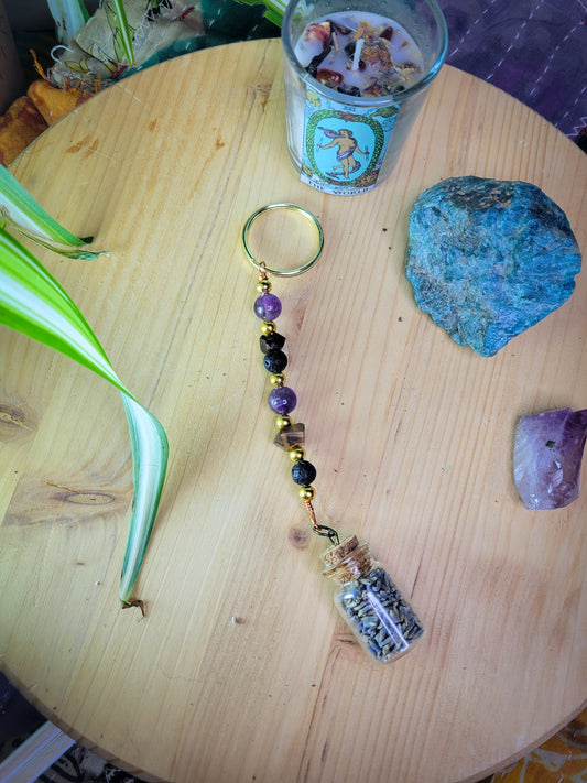 Lavender Charm Crystal Keychain