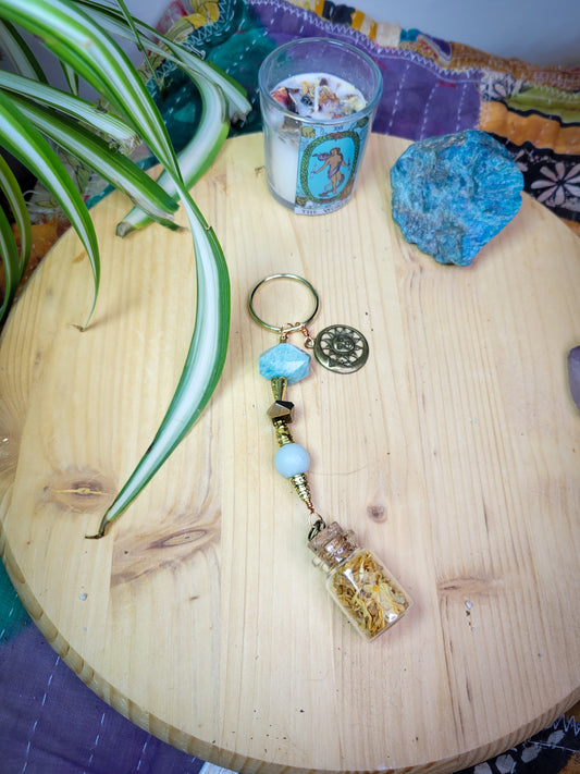 Calendula Charm Crystal Keychain