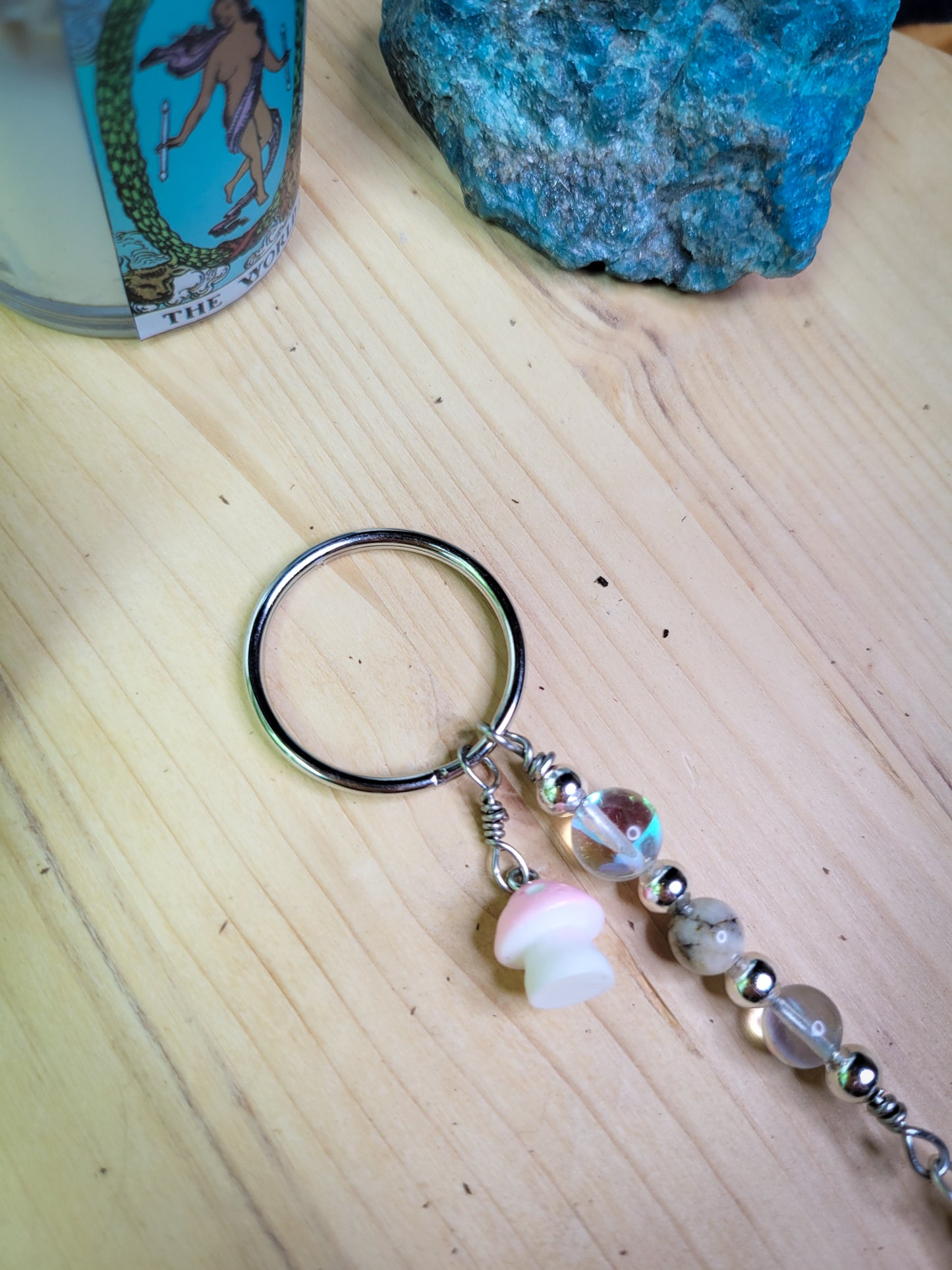 Rose Quartz Charm Crystal Keychain