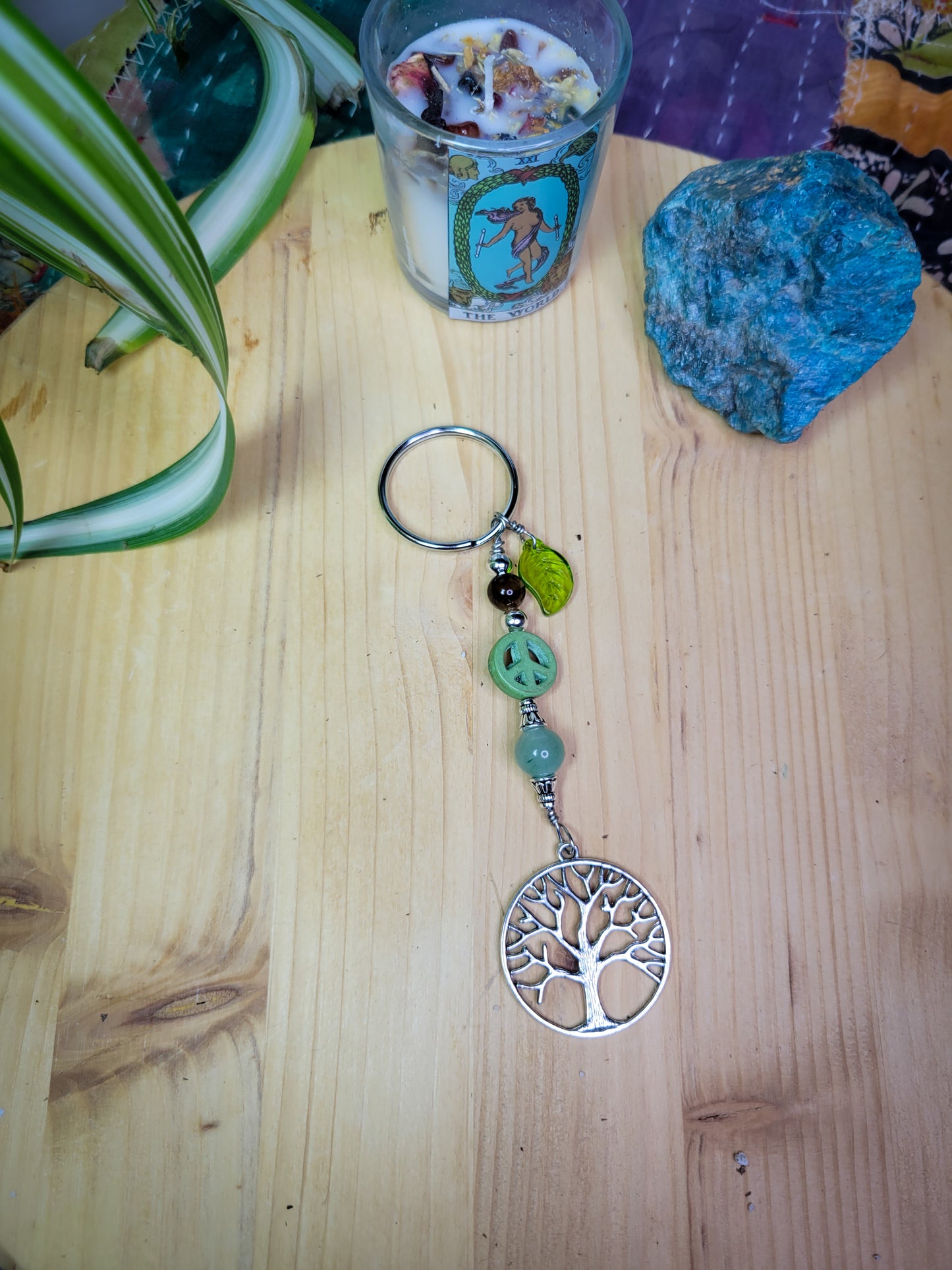 Tree of Life Charm Crystal Keychain