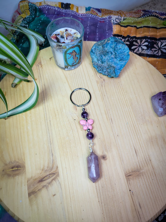 Rose Quartz Charm Crystal Keychain