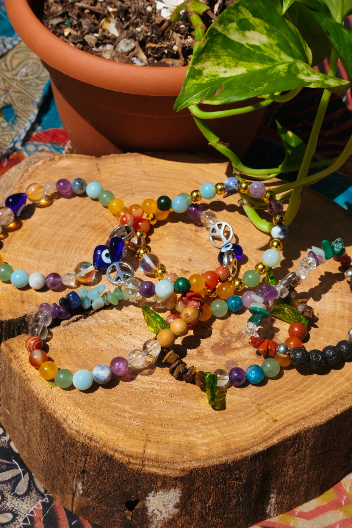 Evil Eye Peace Rainbow Bracelet