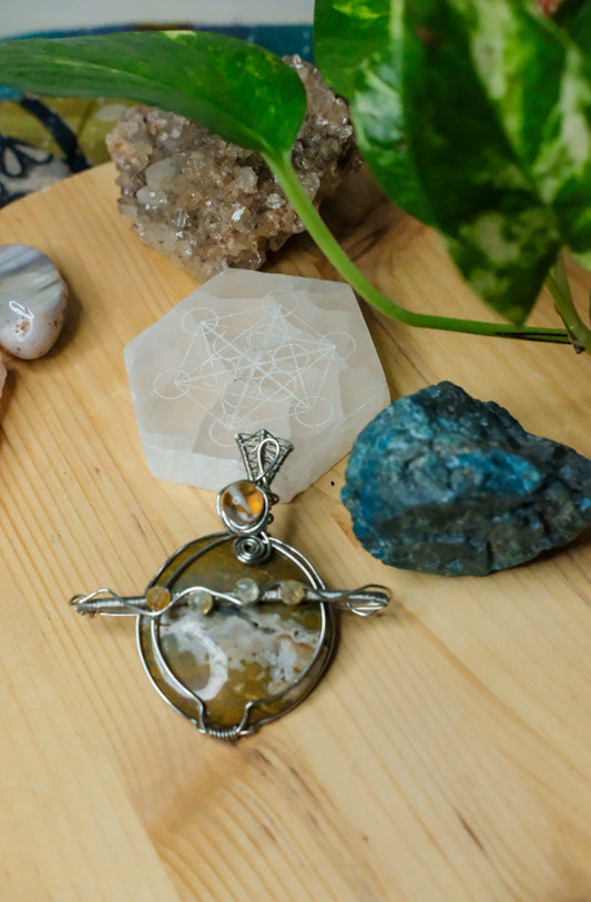 Rings of Jupiter β’ Ocean Jasper Wrapped in Tinned Copper