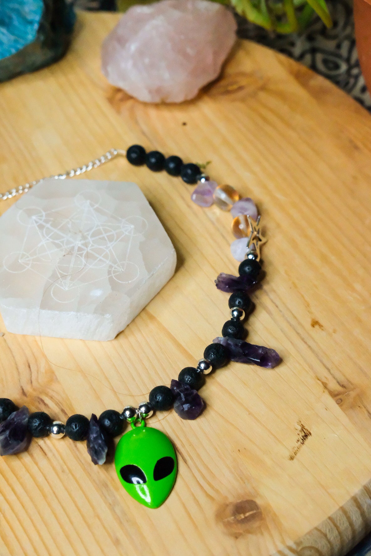 Alien Choker • Amethyst and Lava Stone