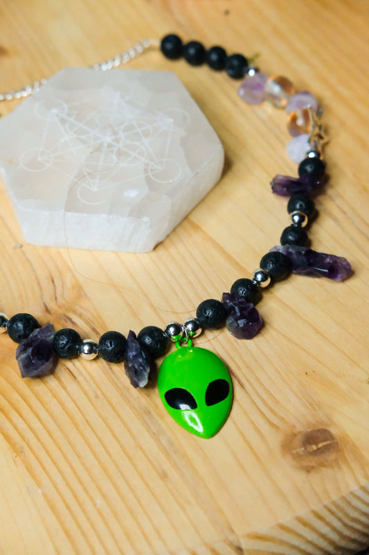 Alien Choker ⢠Amethyst and Lava Stone
