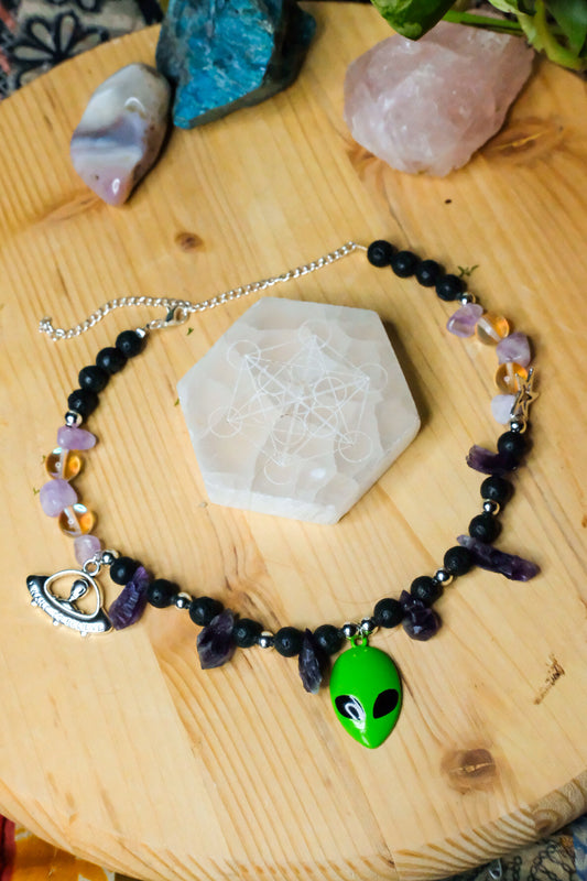 Alien Choker ⢠Amethyst and Lava Stone