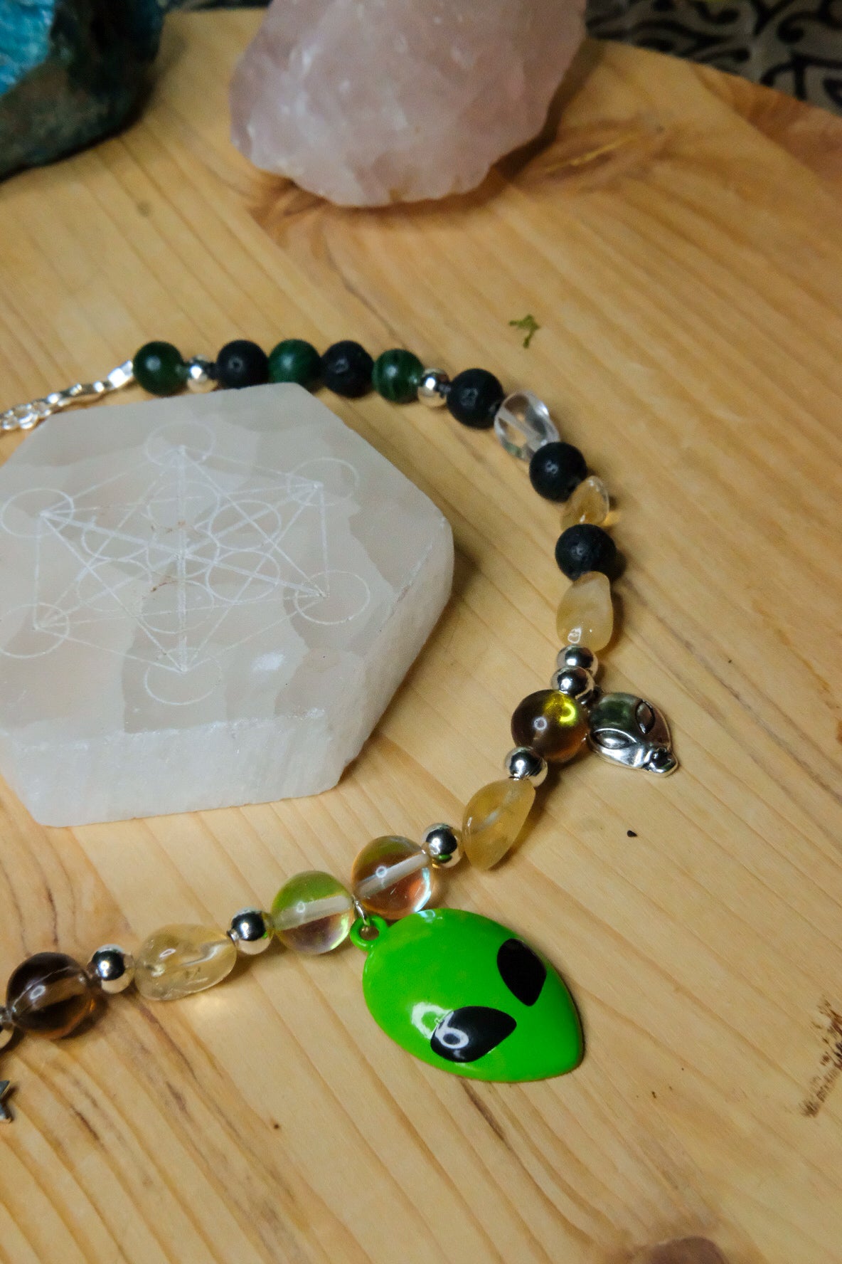 Alien Choker • Citrine, Lava Stone, Green Jade