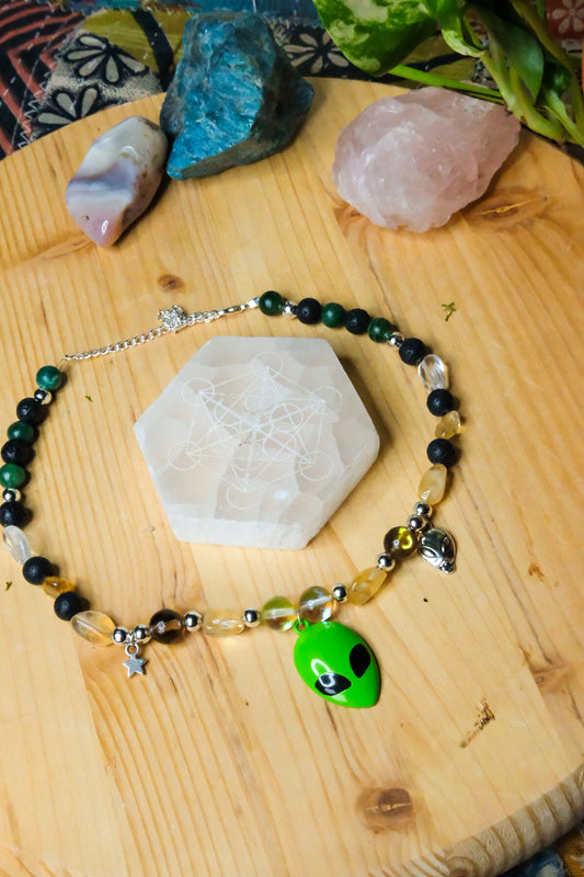 Alien Choker ⢠Citrine, Lava Stone, Green Jade