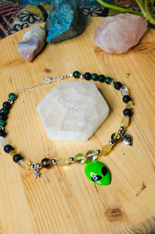Alien Choker ⢠Citrine, Lava Stone, Green Jade