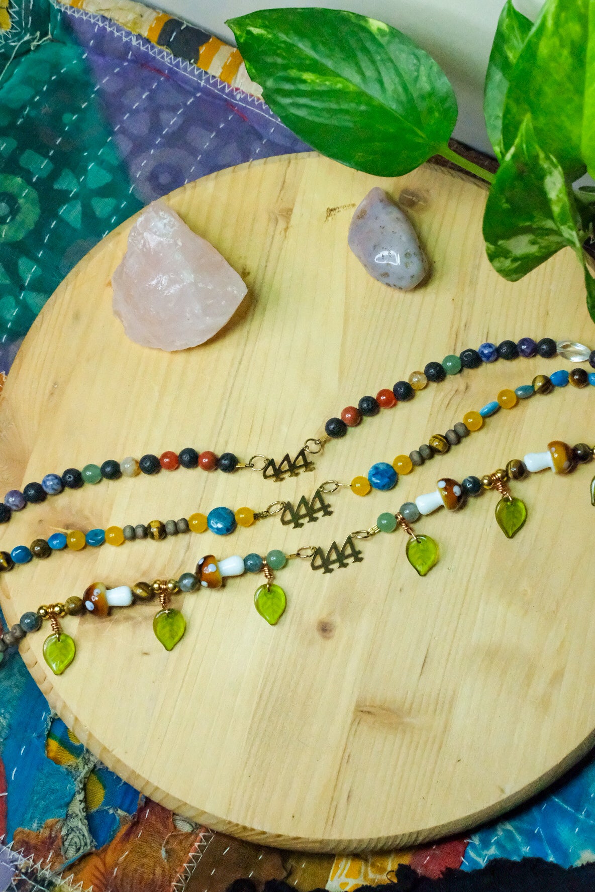 444 Choker • Blue Apatite, Tigers Eye, Yellow Jade, Wooden Beads