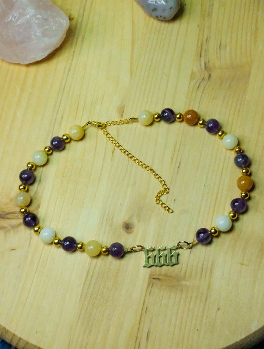 666 Choker• Amethyst, Jade, Dyed Agate