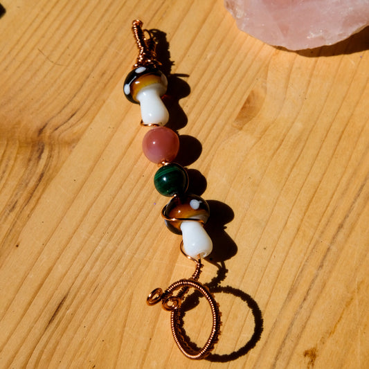 ✨️Fancy✨️ Jay Ring• Mushrooms, Orange Calcite, Malachite