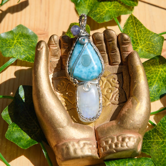 Reflection • Larimar and Moonstone in Silver