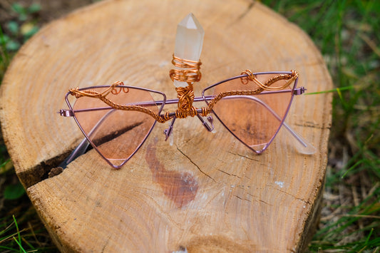Festival Glasses⢠Earthy Tigers Eye Clear Quartz