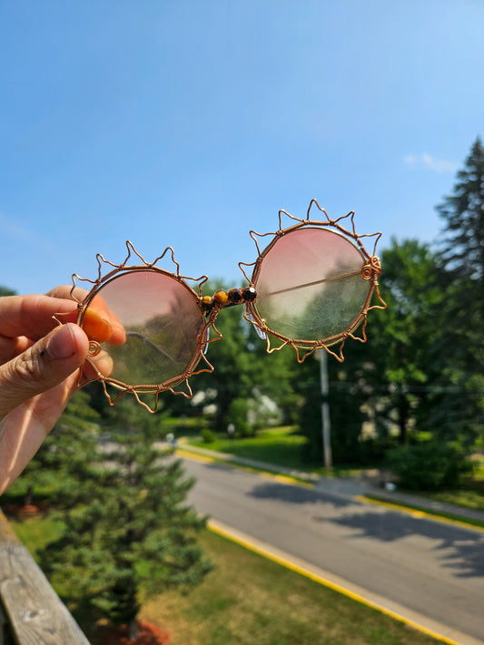 Festival Sunshine Glasses⢠Orange Lenses and Tigers Eye