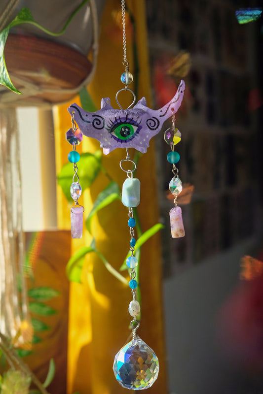 Large Suncatcher• Deer Vertebrae, Amazonite, Apatite, Amethyst