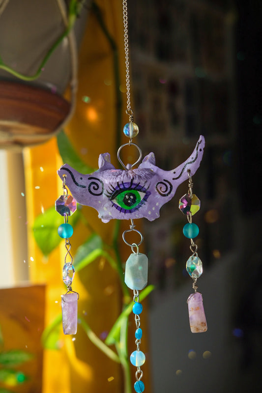 Large Suncatcher• Deer Vertebrae, Amazonite, Apatite, Amethyst