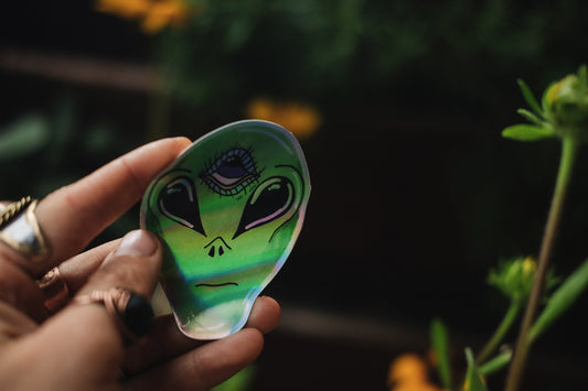 Trippy Alien Halographic Sticker