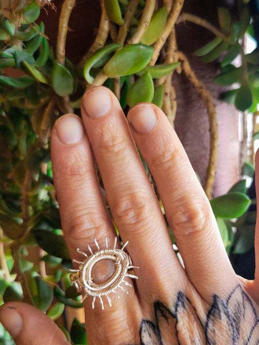 Sunstone Eye Ring size 7