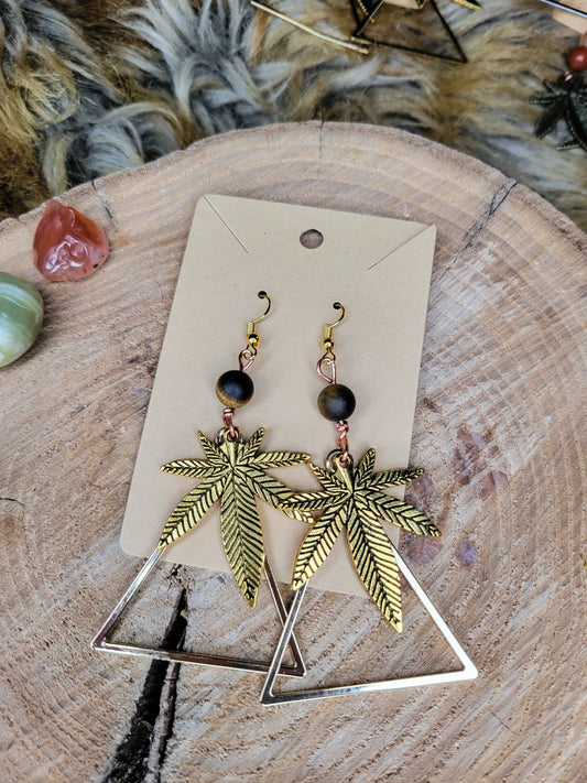 Tigers Eye Potleaf Earrings