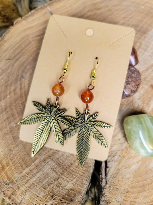 Carnelian Potleaf Earrings