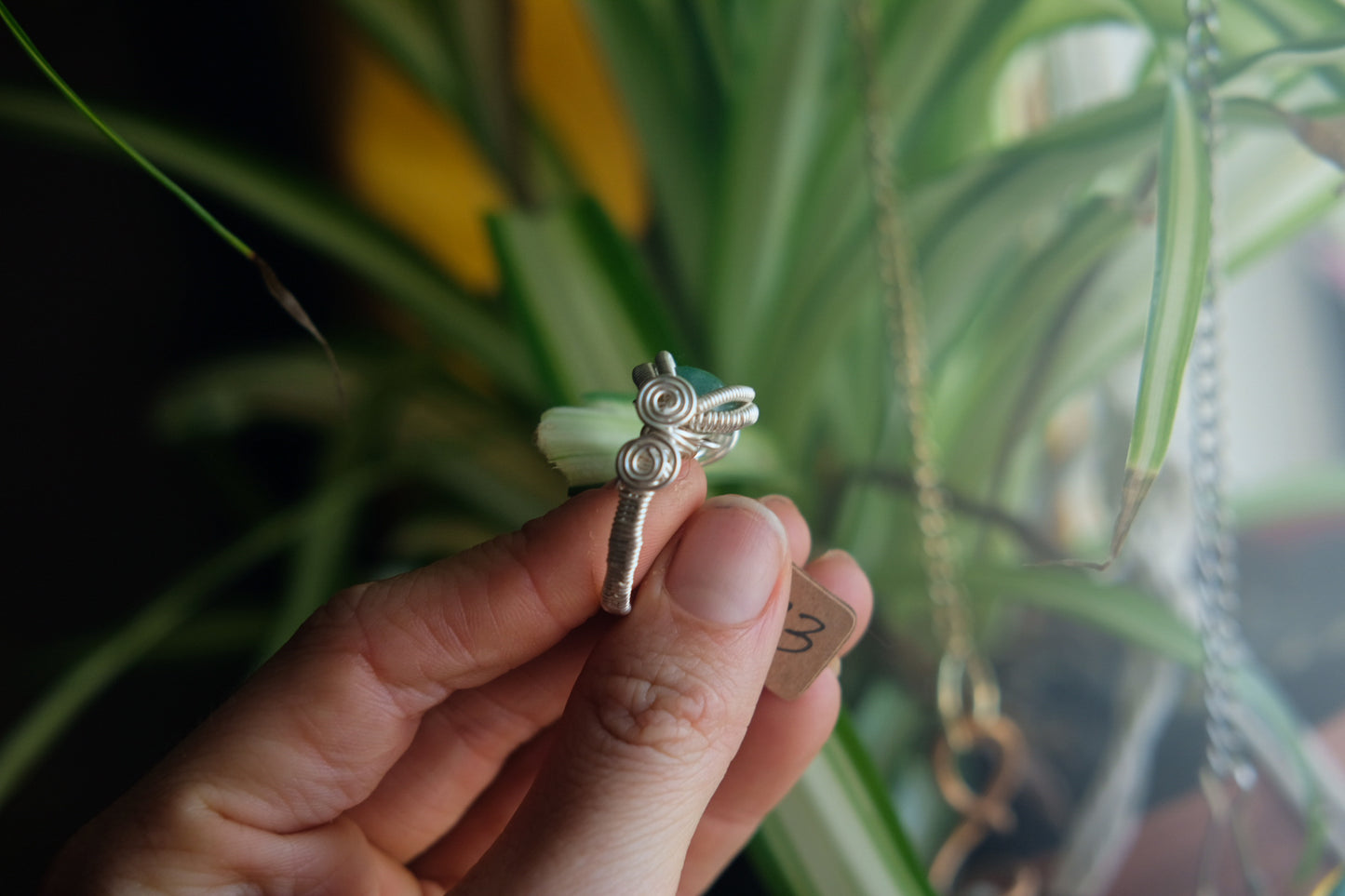 Green Aventurine Swirl Ring Size 7