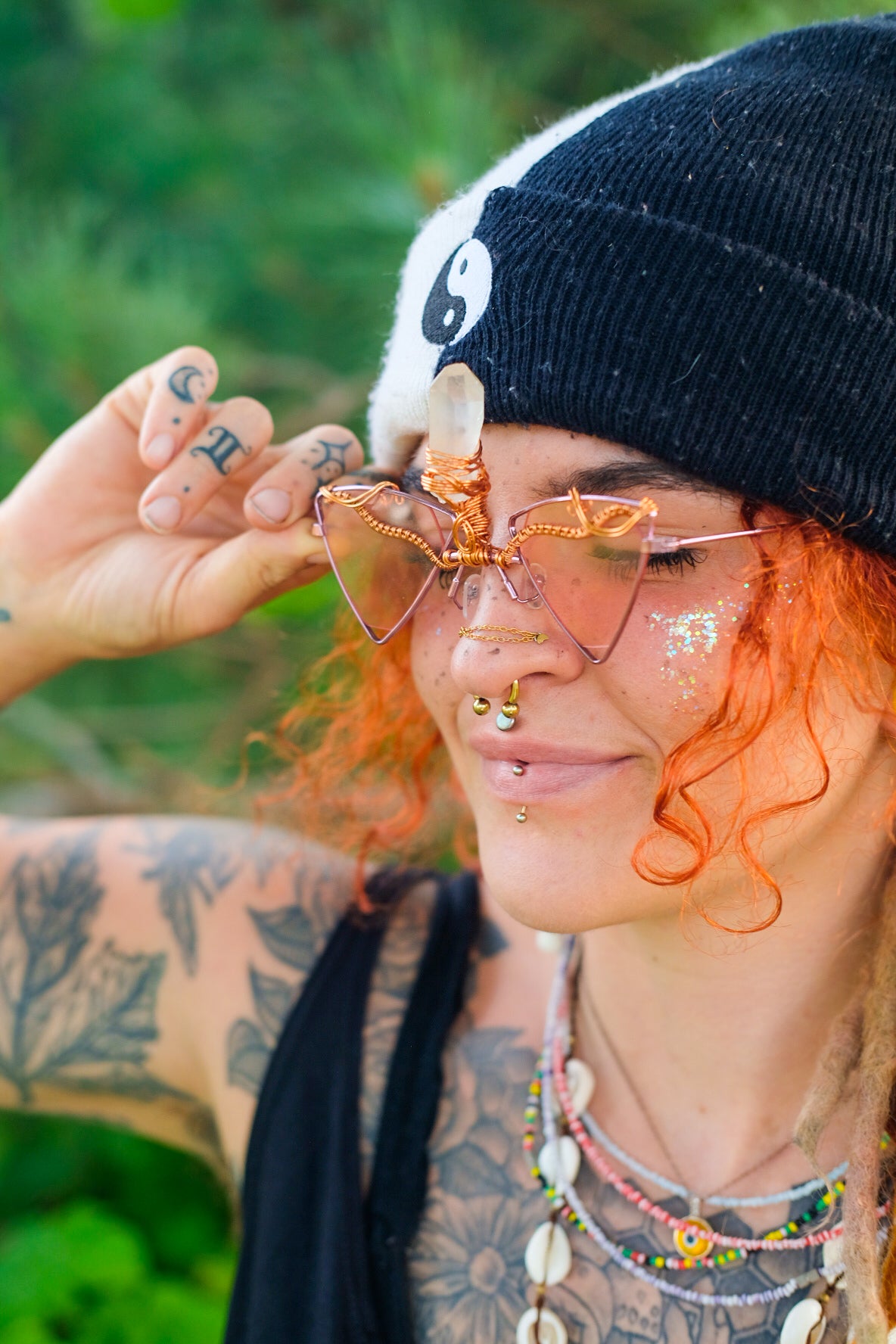 Festival Glasses• Earthy Tigers Eye Clear Quartz