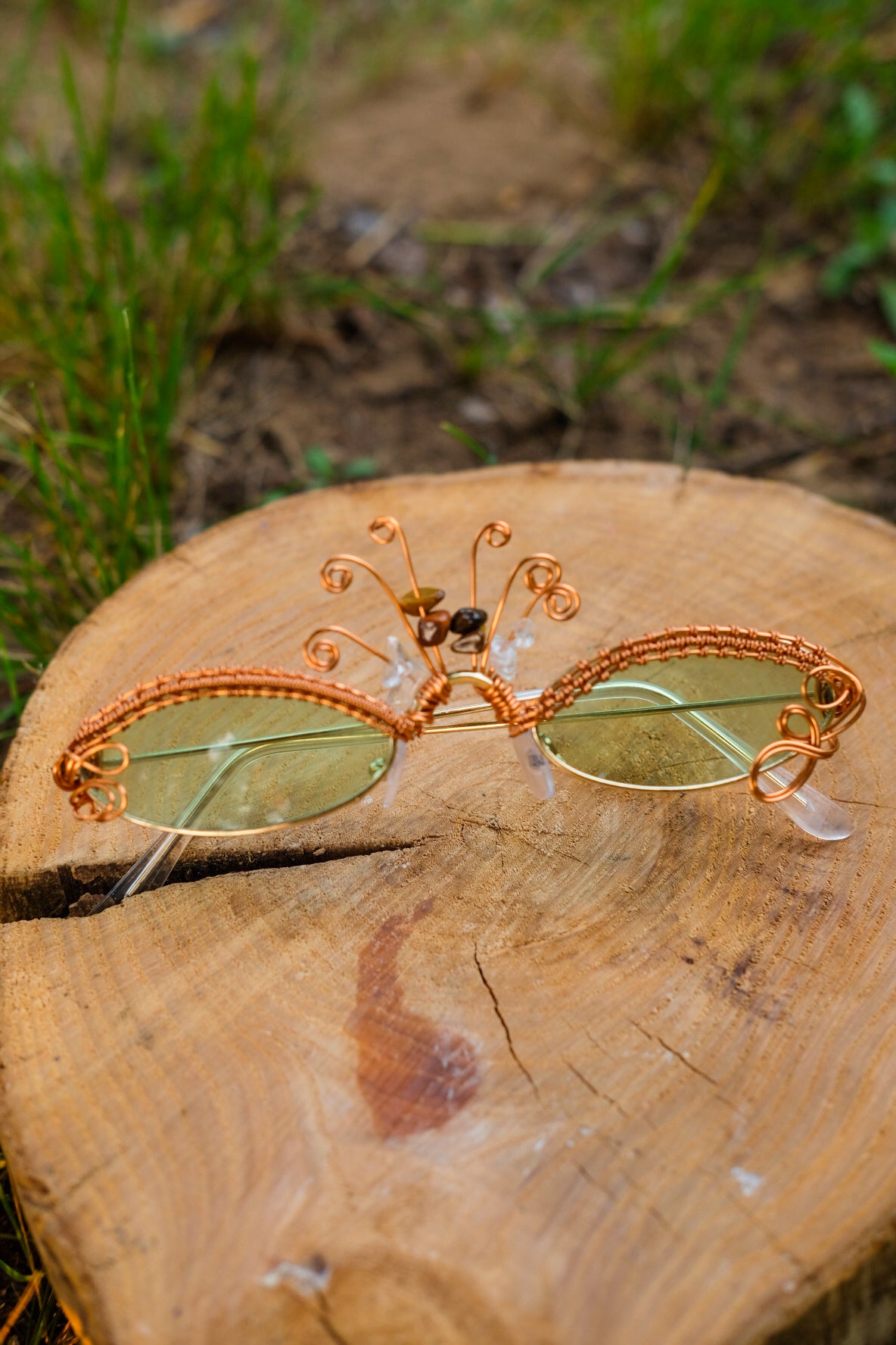 Festival Glasses• Earthy Tigers Eye Clear Quartz