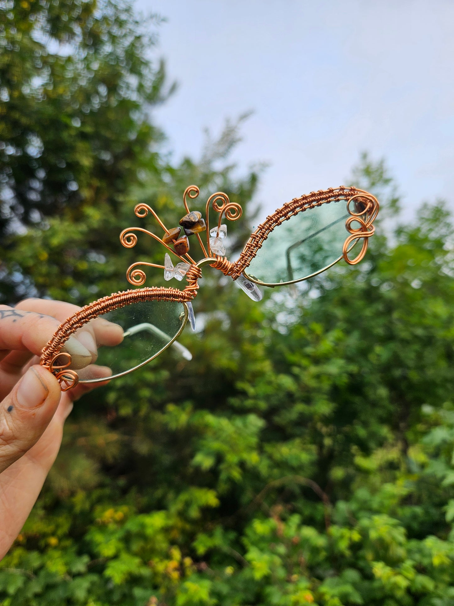 Festival Glasses• Earthy Tigers Eye Clear Quartz