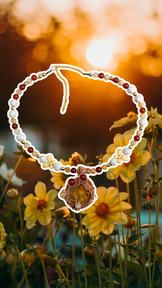 Dandelion• Dandelion Flower, Carnelian, Citrine, Howlite