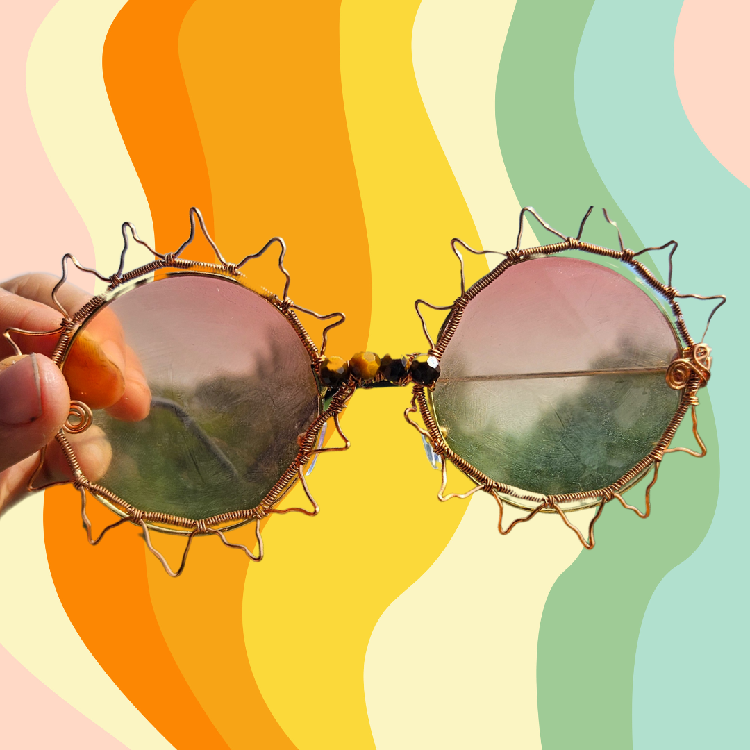 Festival Sunshine Glasses• Orange Lenses and Tigers Eye