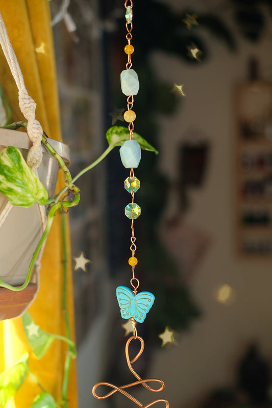 Extra Large Suncatcher• Apatite, Yellow Jade, Amazonite, and Butterfly