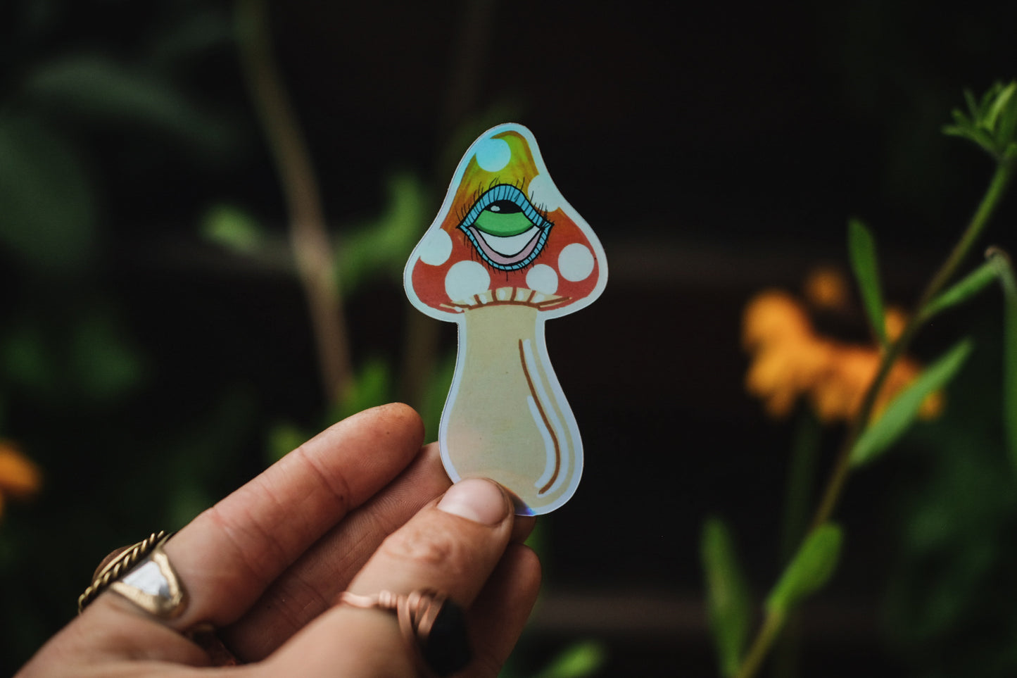 Trippy Mushroom Halographic Sticker