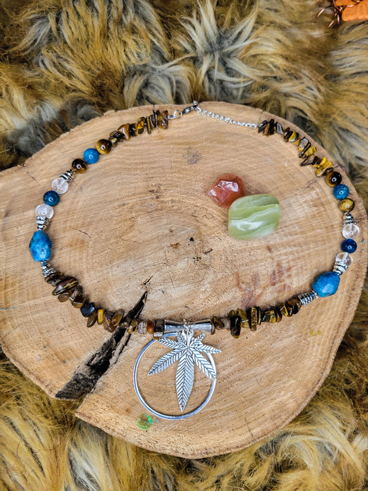 Earthy Blues Cannabis Necklace